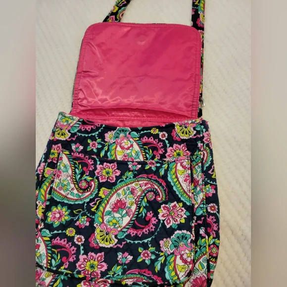 Vera Bradley Pink and Green Crossbody Bag with Floral Paisley Design Wallet Set - Picture 4 of 13
